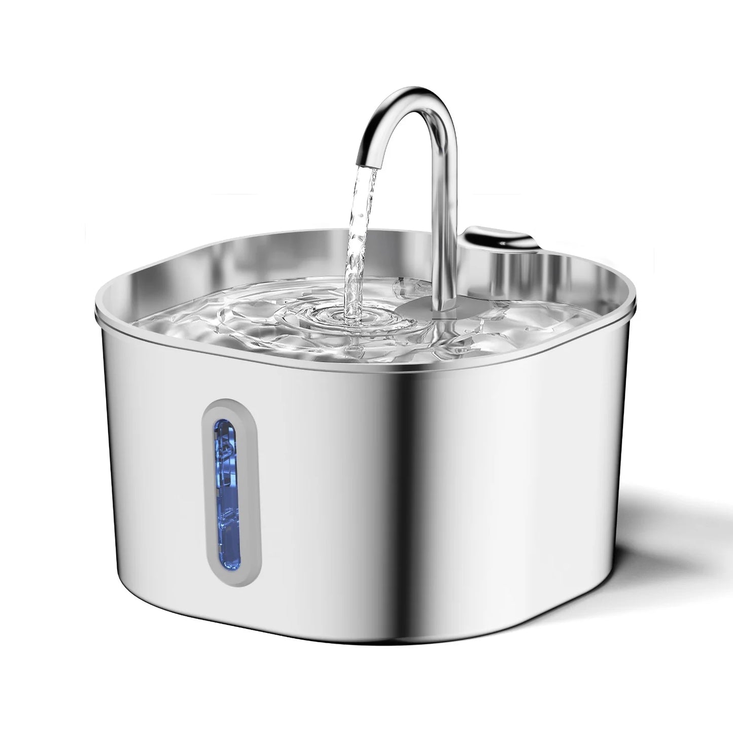 2.2L 自動猫用給水器 ステンレス製ペット用給水器 静音ウォーターポンプ 循環フィルター付き 透明窓付き