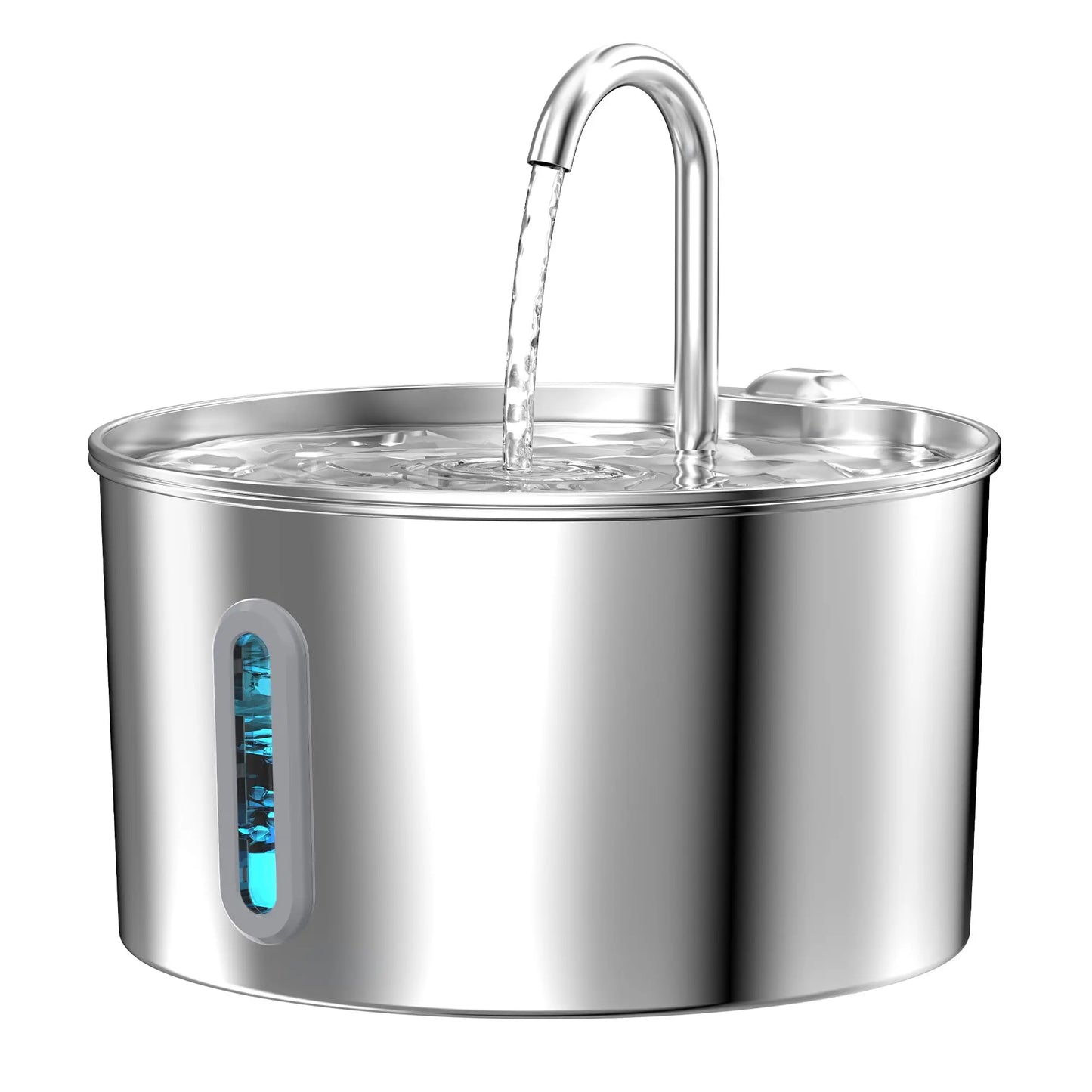 2.2L 自動猫用給水器 ステンレス製ペット用給水器 静音ウォーターポンプ 循環フィルター付き 透明窓付き